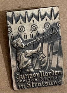 German Nazi pin: 1938 Junger Norden Straslund silver pin German Nazi WWII era pin