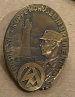German Nazi pin: Nordsee 1936 gold badge with hallmark