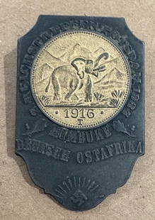 German Nazi pin: Deutsch Ostrafrika elephant gold coin 1934 pin scarce