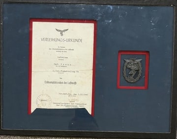 RARE 1942 German Luftwaffe Assault Badge Award