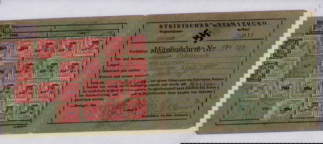 German Nazi Patriotic Alliance membership card