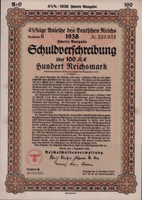1938 100 Reichmarks Bond