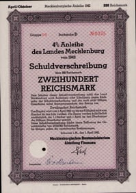 1942 200 Mark Reischmark Bond
