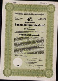 100 1942 German Reischmarks Bond