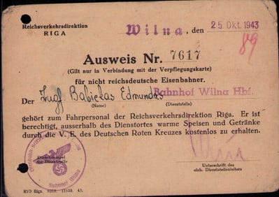 German WWII ID card for railroad worker