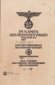 Adolph Hitler signed officer appointment