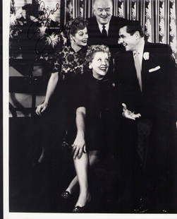Lucille Ball signed I Love Lucy photograph: A I Love Lucy cast shot signed with her typical Love Lucy in black fine ink Certificate of AuthenticityEVERY item in this auction comes with at minimum a full illustrated serial numbered COA signed by