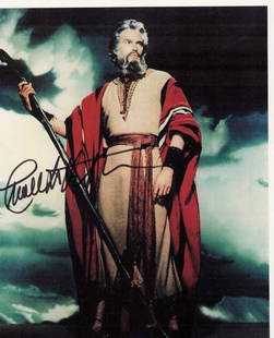 Charleton Heston signed photograph: A nice vintage signed 8x10 by the film legend Certificate of AuthenticityEVERY item in this auction comes with at minimum a full illustrated serial numbered COA signed by the worlds leading authentica