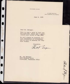Richard Nixon signed letter