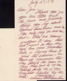 Mamie Doud Eisenhower handwritten letter signed