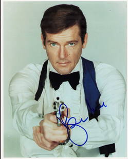 Roger Moore James Bond signed photograph: A color signed 8x10 in person as Bond 007 Certificate of AuthenticityEVERY item in this auction comes with at minimum a full illustrated serial numbered COA signed by the worlds leading authenticator