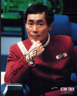 George Takei signed Star Trek photograph: From Star Trek film signed by bone of the original crew cast members SULU Certificate of AuthenticityEVERY item in this auction comes with at minimum a full illustrated serial numbered COA signed by