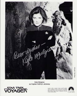 Kate Mulgrew Star Trek signed photograph: A vintage Star Trek Voyager signed still as Captain Janeway Certificate of AuthenticityEVERY item in this auction comes with at minimum a full illustrated serial numbered COA signed by the worlds