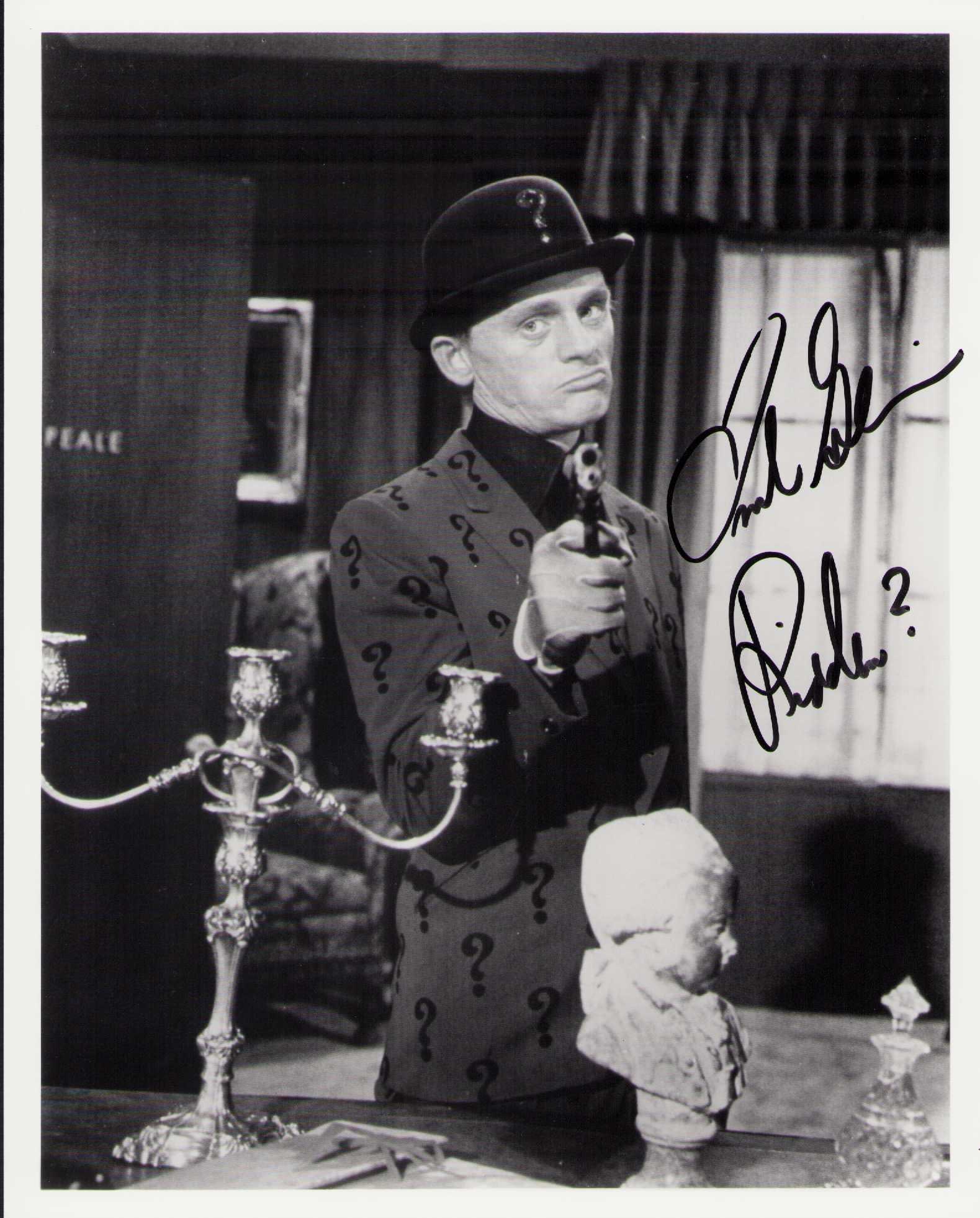 Frank Gorshin Batman signed photograph: A vintage signed Batman Tv still as the Riddler ! Certificate of AuthenticityEVERY item in this auction comes with at minimum a full illustrated serial numbered COA signed by the worlds leading authen