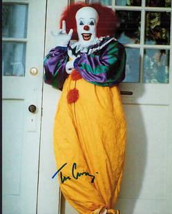 Tim Curry IT signed photograph: AN IT Pennywise the Clown signed 8x10 from our private signing with the legend Certificate of AuthenticityEVERY item in this auction comes with at minimum a full illustrated serial numbered COA signed