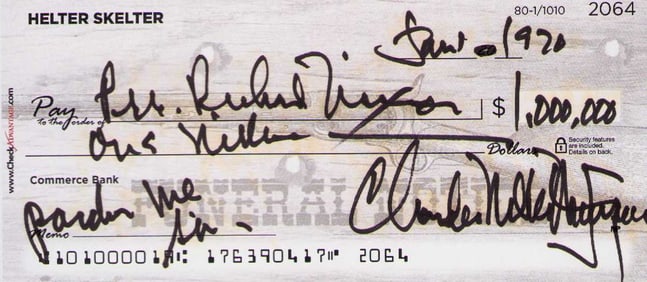 Charles Manson rare check signed