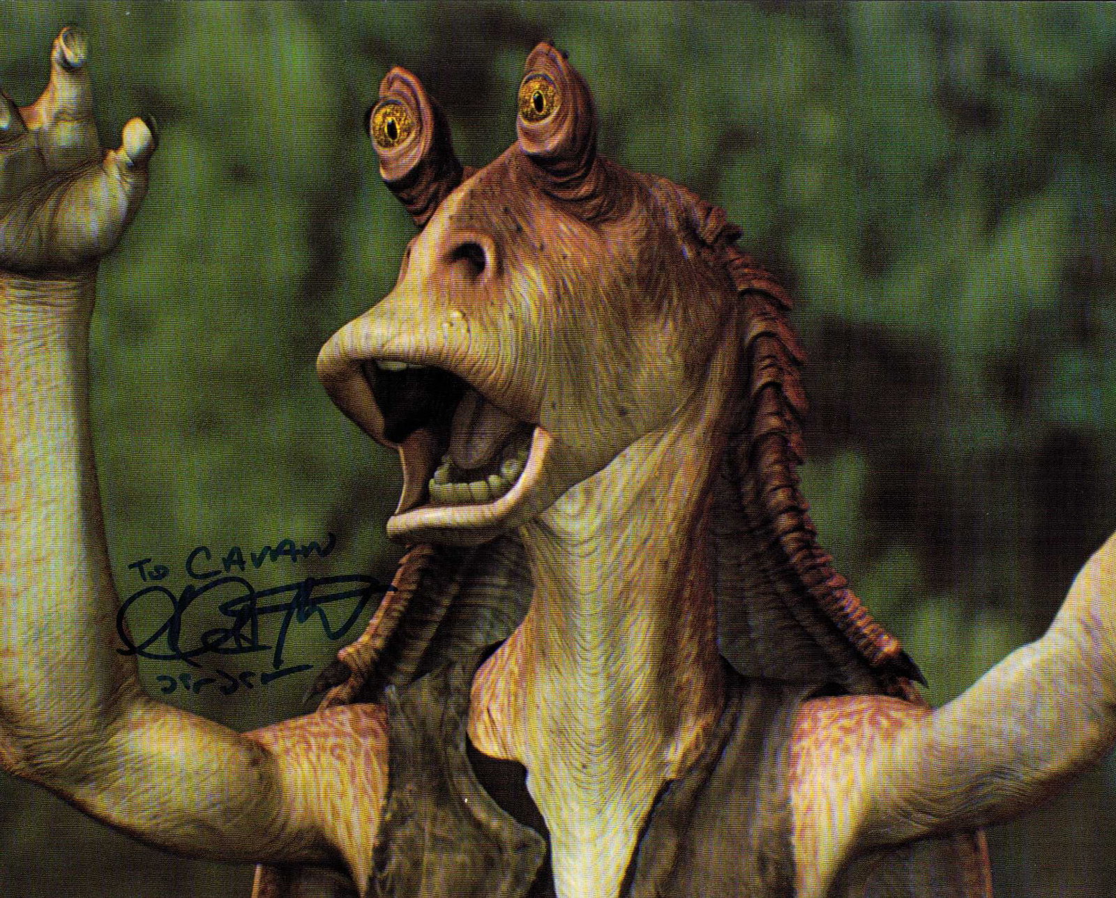 Ahmed Best Star Wars signed photograph: As Jar Jar Binks in Star Wars signed 8x10 Certificate of AuthenticityEVERY item in this auction comes with at minimum a full illustrated serial numbered COA signed by the worlds leading authenticator 