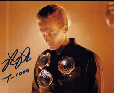 Robert Patrick signed Terminator photograph: As T1000 the Terminator baddie signed 8x10 photograph Certificate of AuthenticityEVERY item in this auction comes with at minimum a full illustrated serial numbered COA signed by the worlds leading au