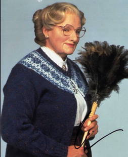 Robin Williams signed photograph: A Mrs Doubtfire signed vintage photograph RIP Robin ! Certificate of AuthenticityEVERY item in this auction comes with at minimum a full illustrated serial numbered COA signed by the worlds leading