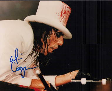 Alice Cooper signed photograph: A signed 8x10 by the horror shock rock legend Certificate of AuthenticityEVERY item in this auction comes with at minimum a full illustrated serial numbered COA signed by the worlds leading