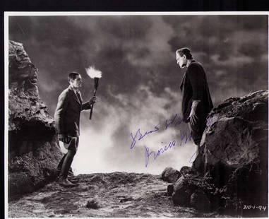 Boris Karloff rare Frankenstein signed photograph: A Rare vintage Frankenstein still signed in fountain pen ink late in life by Karloff RARE on Frankenstein items Certificate of AuthenticityEVERY item in this auction comes with at minimum a full illus