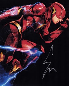 Ezra Miller signed Flash photograph