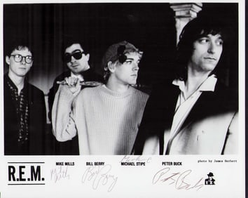 REM signed band vintage photograph