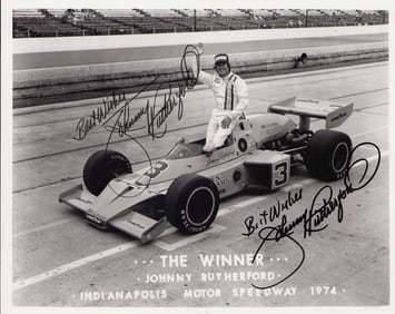 Johnny Rutherford signed photograph