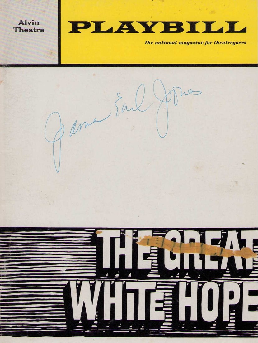 James Earl Jones signed Playbill: "A vintage playbill signed boldy in white area could be used as a clip for the many things he is collected for Lion King voice Coming to America of course Darth Vader Certificate of AuthenticityEVERY 