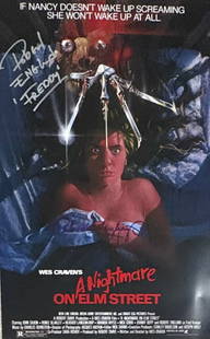 Nightmare on Elm Street signed 11x17 poster print by Englund and Langencamp: "A 11x17 of the Nightmare on Elm Street poster signed by Freddy Robert Englund and his first prey Heather Langencamp Certificate of AuthenticityEVERY item in this auction comes with at minimum a full