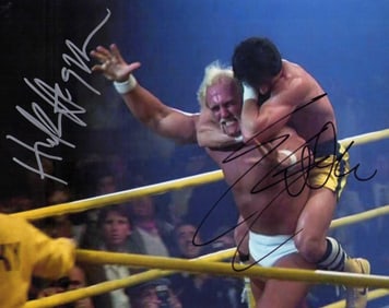 Hulk Hogan and Sylvester Stallone signed photograph