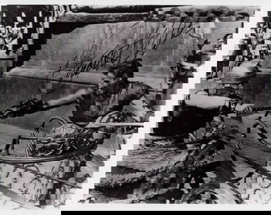 Charleton Heston signed photograph: Vintage Ben Hur signed 8x10 from the chariot races by the legend Certificate of AuthenticityEVERY item in this auction comes with at minimum a full illustrated serial numbered COA signed by the worlds