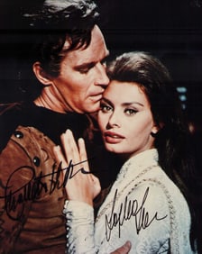 Sophia Loren and Charleton Heston signed photograph