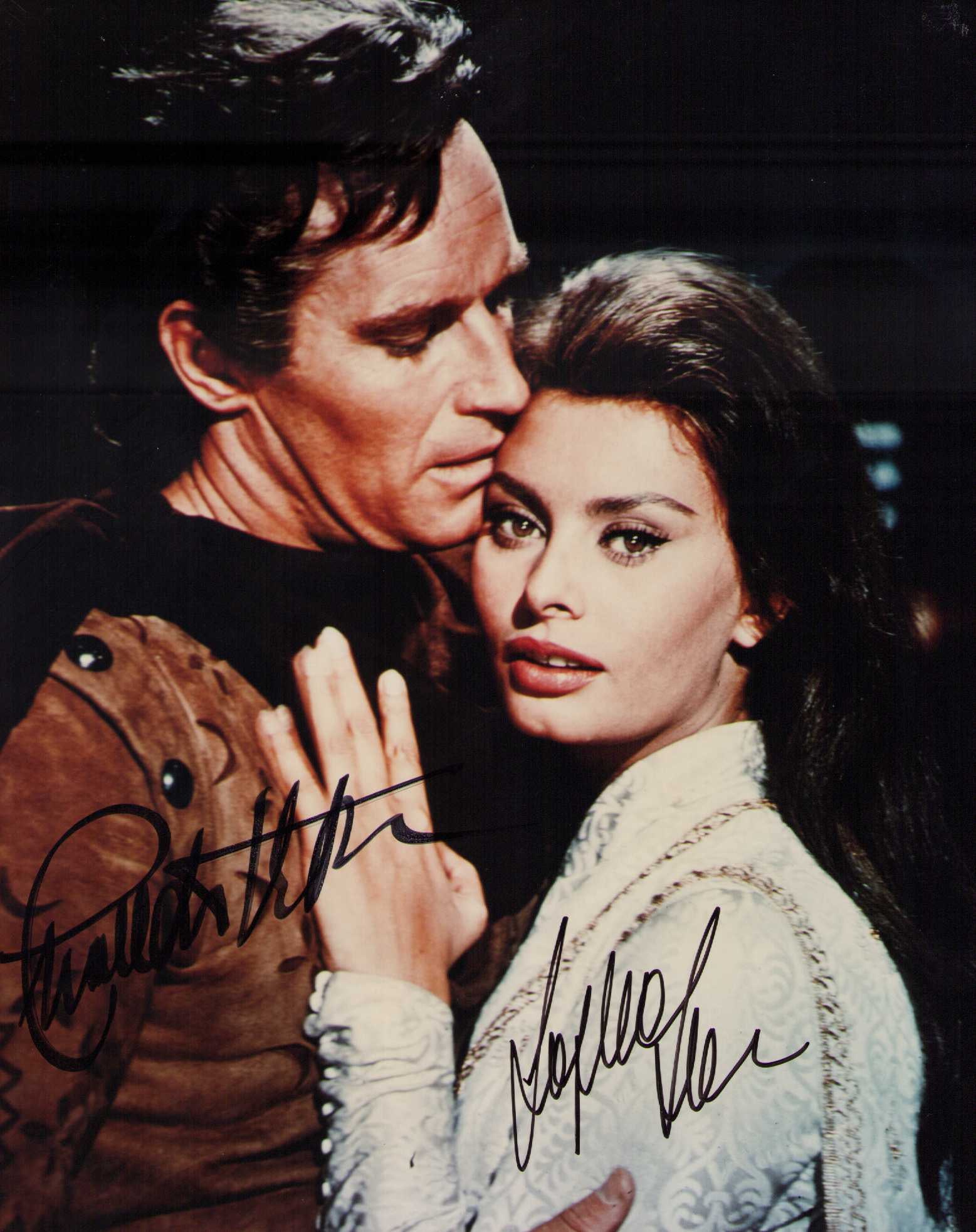 Sophia Loren and Charleton Heston signed photograph (1 of 1)