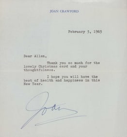 Joan Crawford typed letter signed