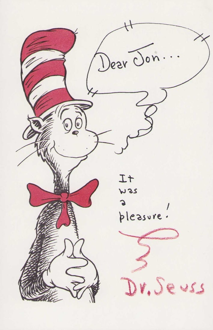 Dr Seuss signed Cat in the Hat cartoon (1 of 1)