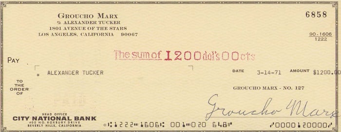 Groucho Marx signed check