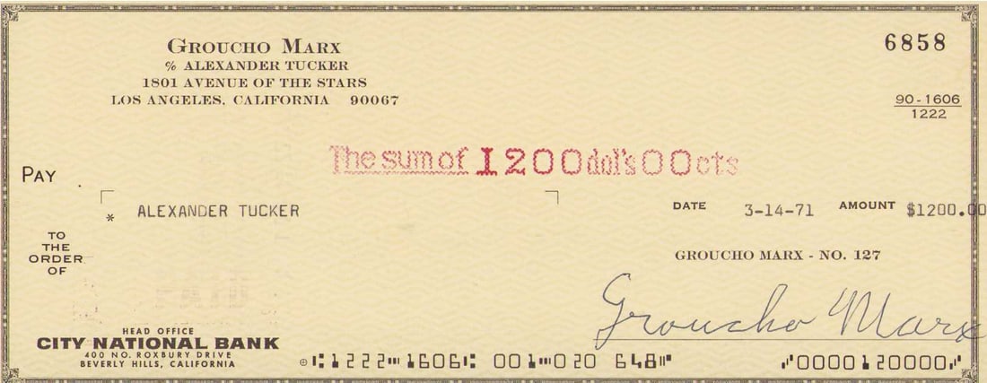 Groucho Marx signed check (1 of 1)