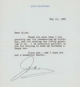 Joan Crawford typed letter signed