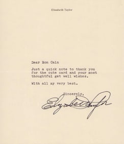 Elizabeth Taylor signed letter
