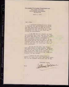 William Holden letter