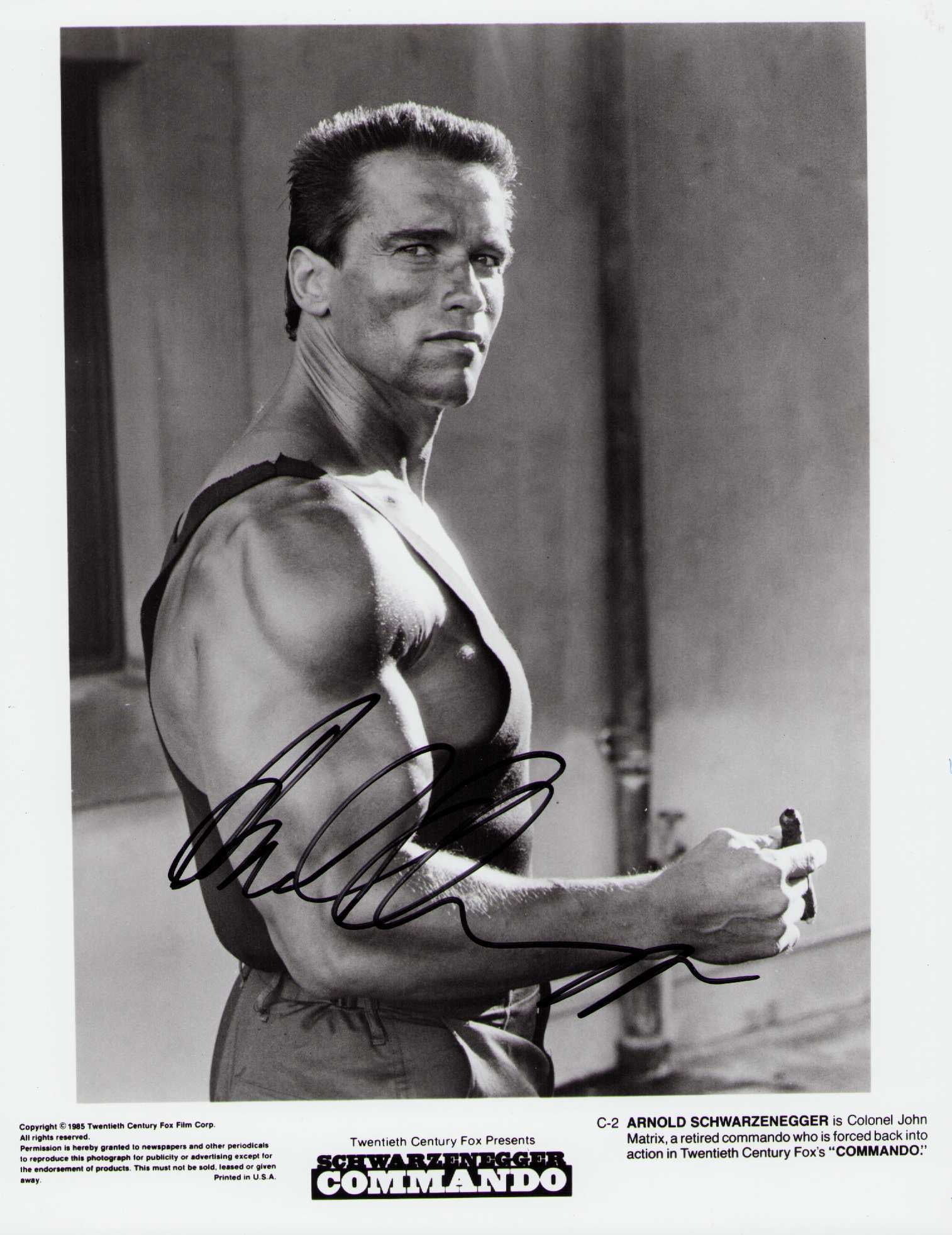 Arnold Schwarzenegger vintage Commando signed photograph (1 of 1)