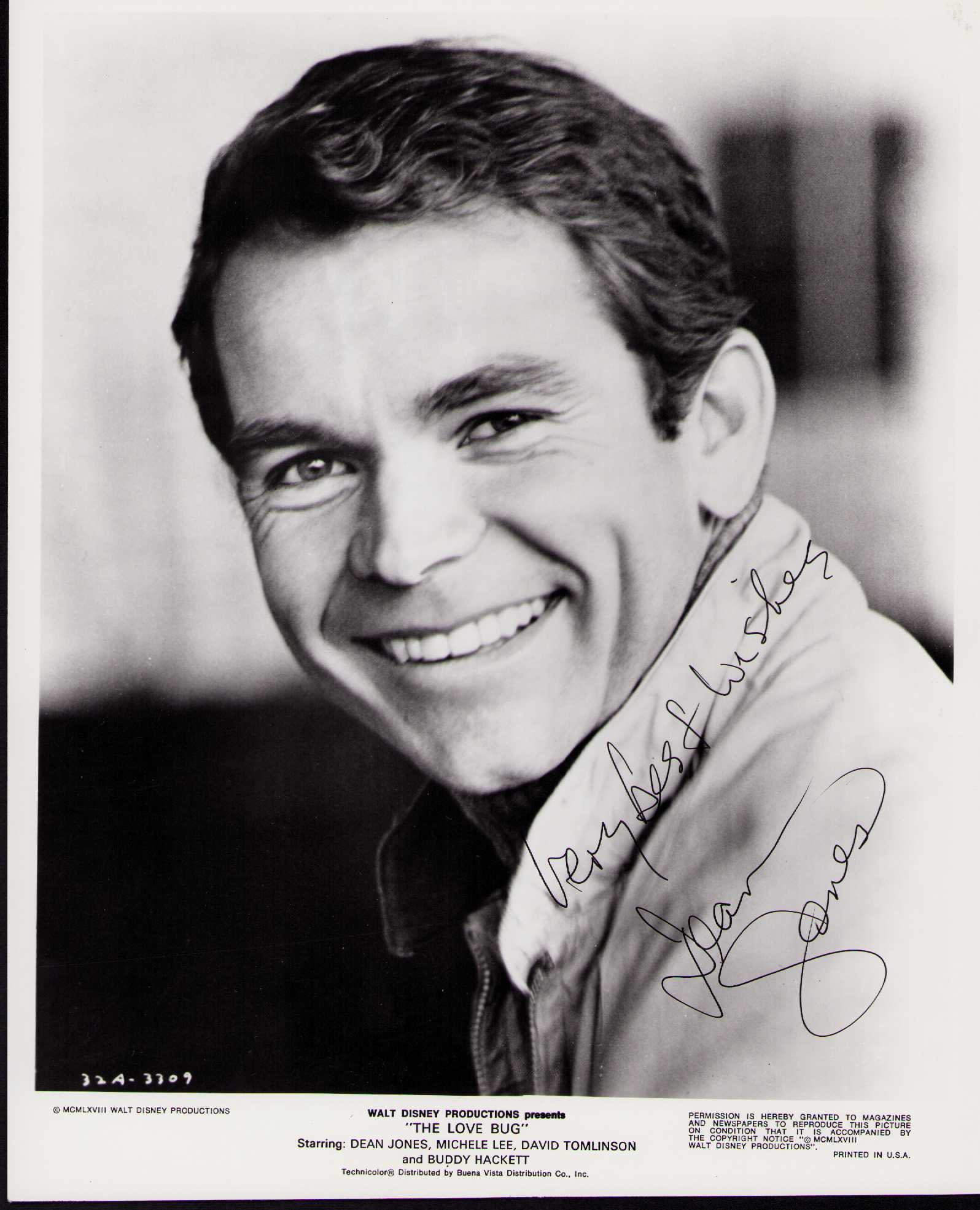 Dean Jones vintage Herbie Love Bug signed photograph
