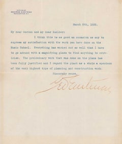 George Eastman signed letter