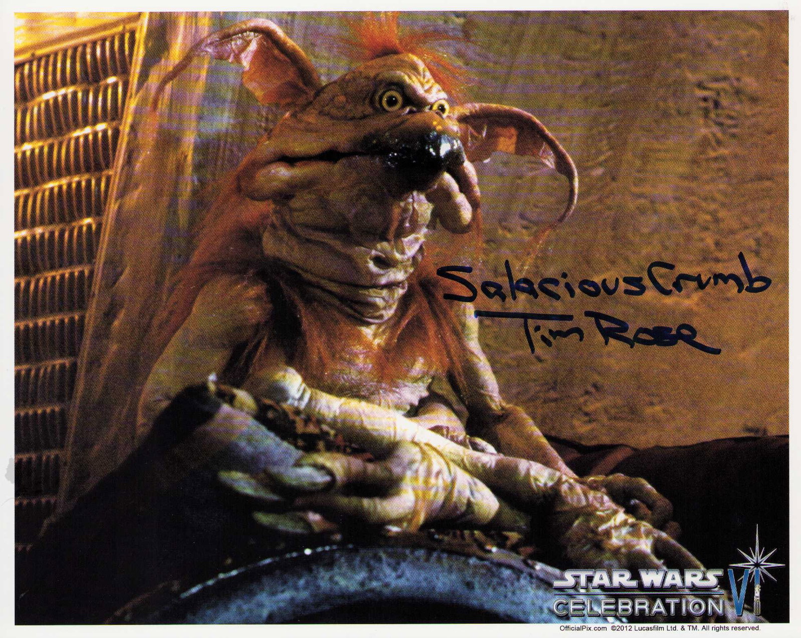 Tim Rose Star Wars signed photograph: Star Wars signed 8x10 Certificate of AuthenticityEVERY item in this auction comes with at minimum a full illustrated serial numbered COA signed by the worlds leading authenticator in Entertainment KEV