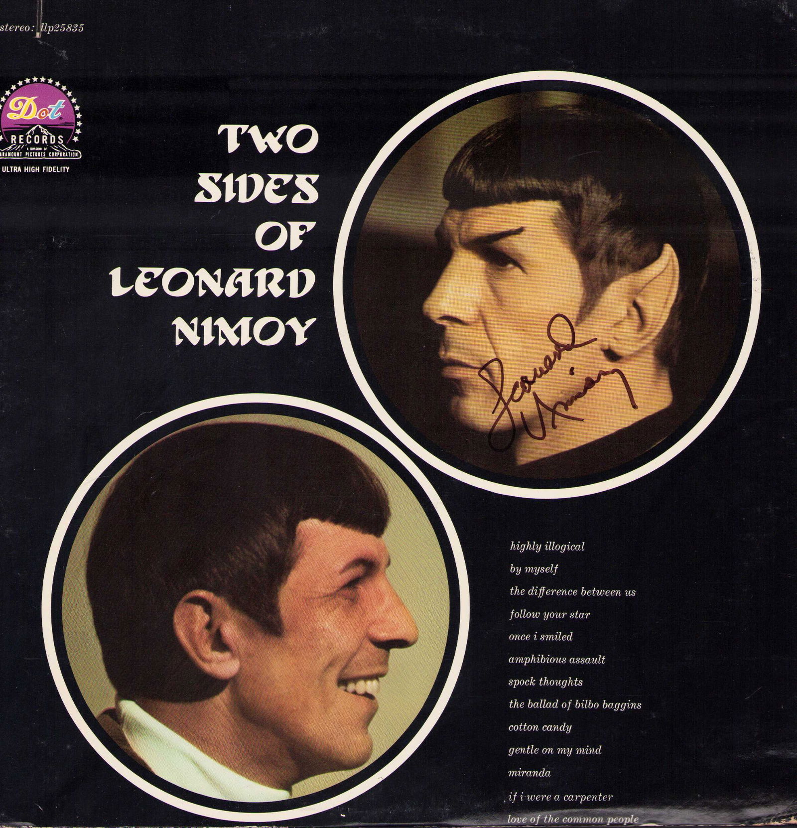 Leonard Nimoy signed LP rare (1 of 1)