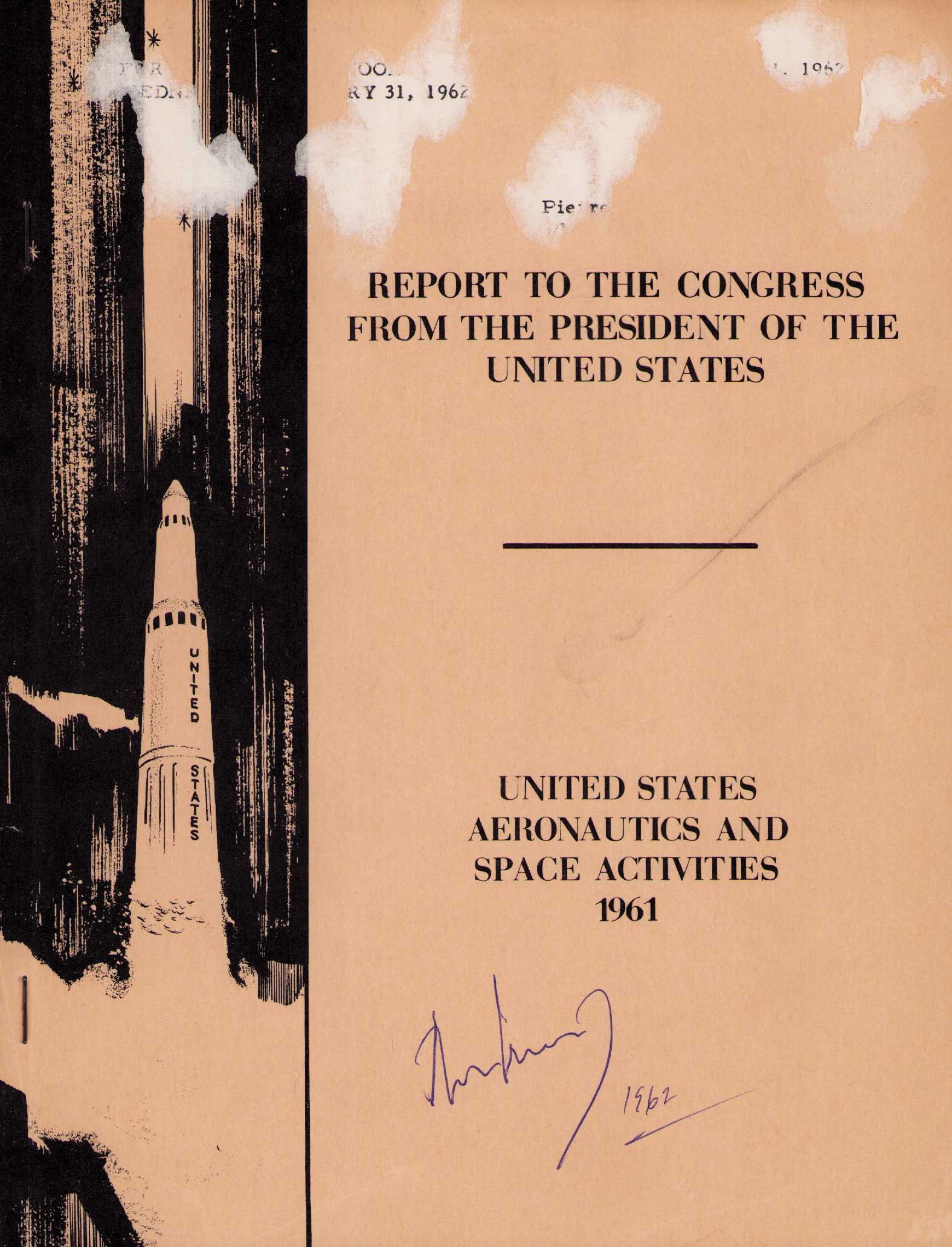 1961 Report to Congress on Space signed by President John Kennedy (1 of 1)