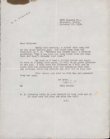 W. F. Fields signed letter