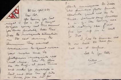 W.C. Fields handwritten letter