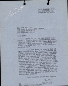 W. C. Fields letter